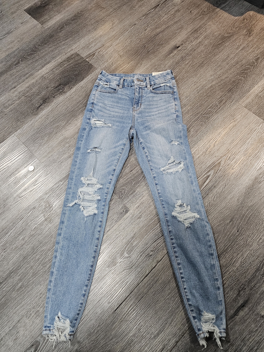 American Eagle Outfitters Light Blue Ripped Skinny Jeans